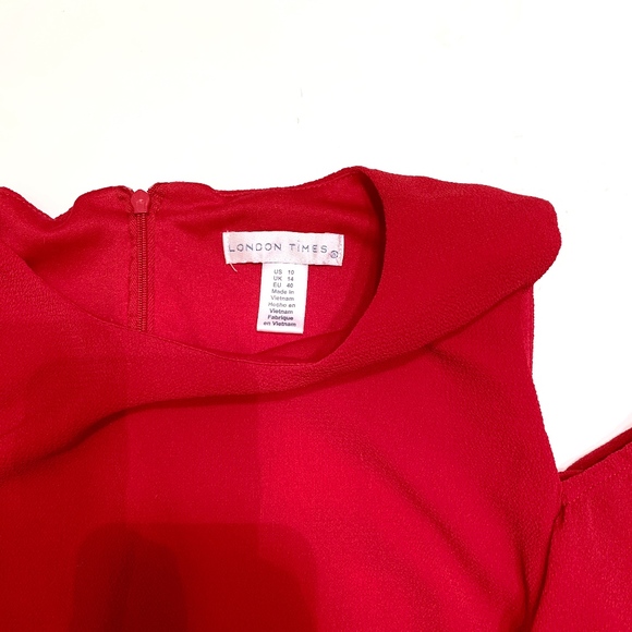 Red Dress w/ Cold Shoulders - Picture 3 of 6